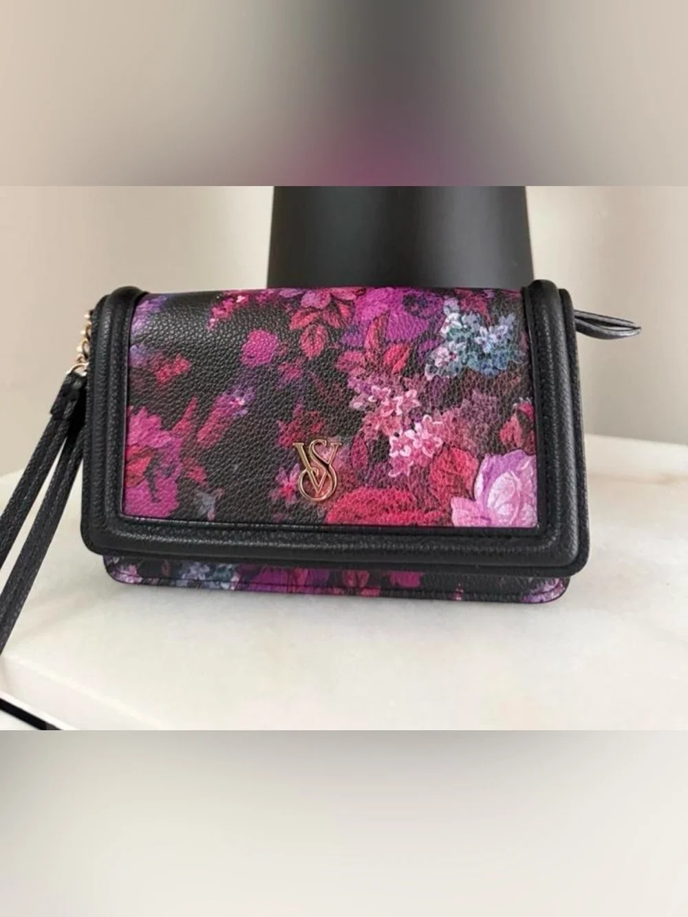 Victoria's Secret Floral Foldover Wallet - Pink/Black
